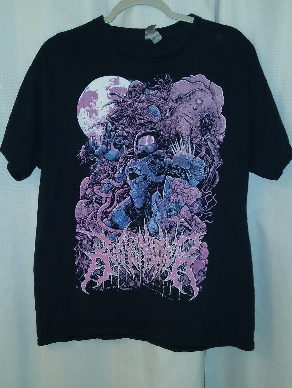 Body Snatcher Black and Purple Band Tee "The Big Team Battle Tour Graphic Size L